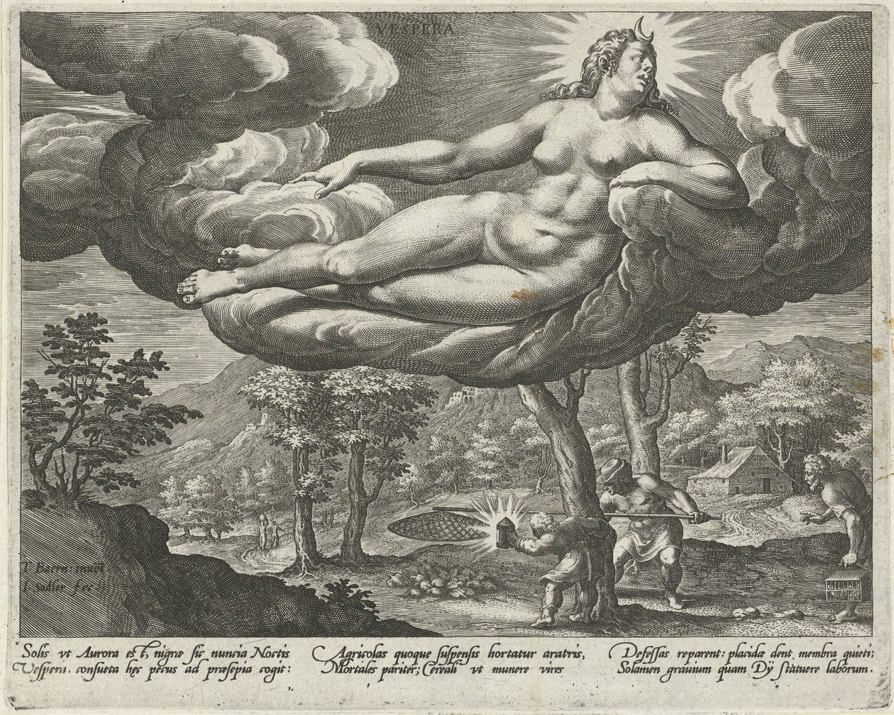 Kveld Vespera (tittel på objekt) De fire delene av dagen (serietittel) av Johann Sadeler (I)