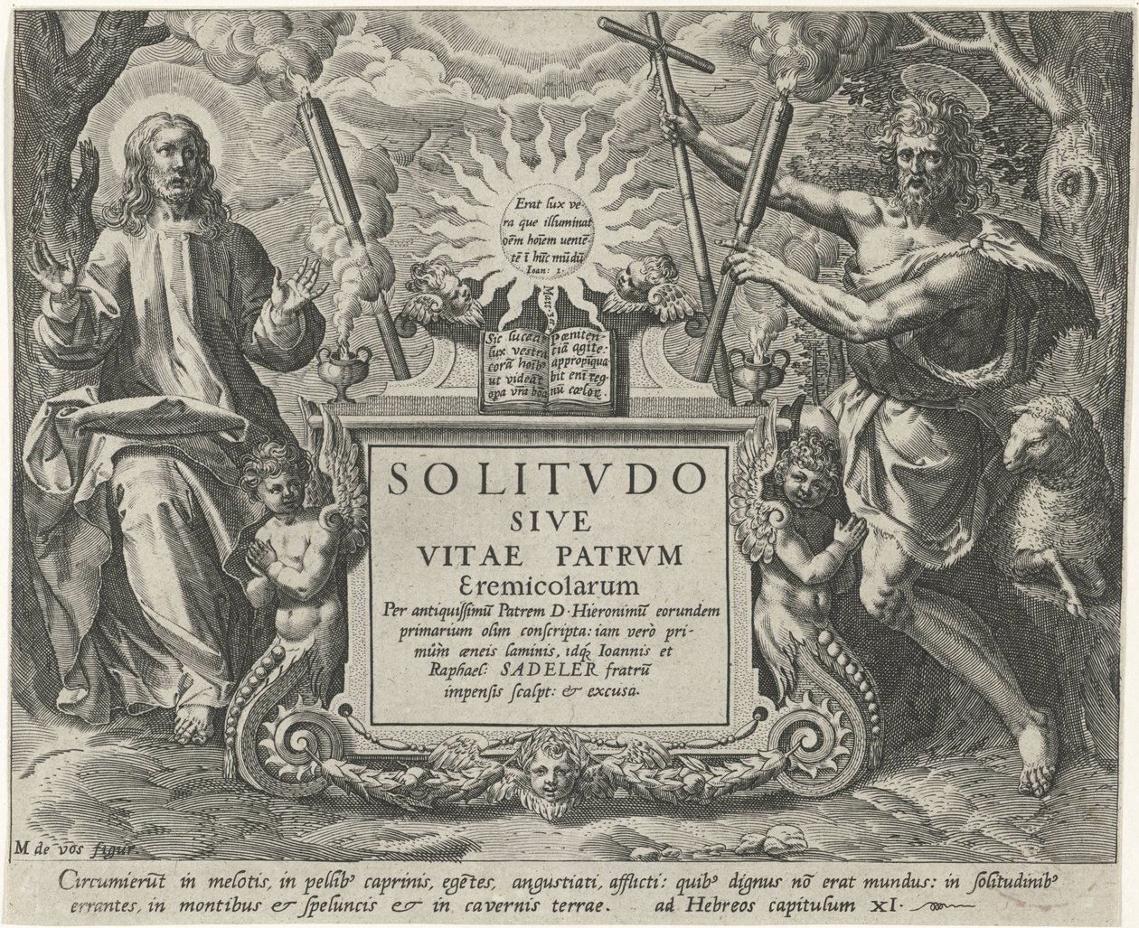 Christ og Johannes de Doper Mannelijke kluizenaars (serietittel) Solitude or the Life of the Eremit Fathers (serietittel) Solitvdo Sive Vitae Patrvm Eremicolarum (serietittel på objekt) av Johann Sadeler (I)
