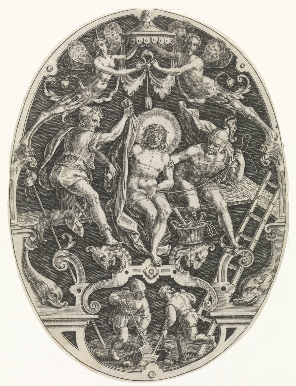 Kristus åpnet døren til soldatene Passie van Christus (serietittel) The Passion of Christ, Our Redemption (serietittel) av Johann Sadeler (I)