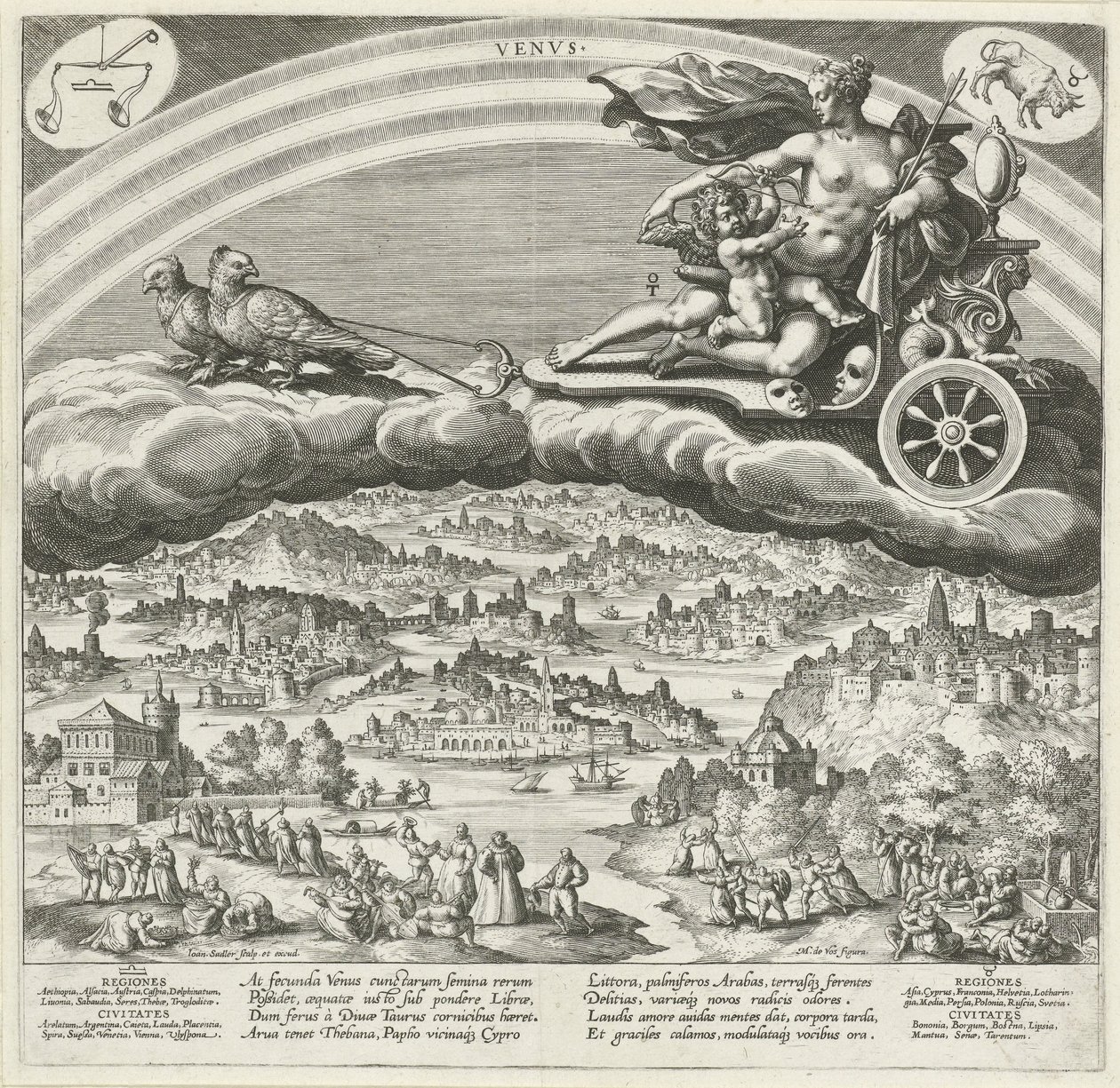 Planeten Venus og dens innflytelse på verden The Seven Planets (serietittel) Planetarum effectus et eorum in signis zodiac (serietittel) av Johann Sadeler (I)