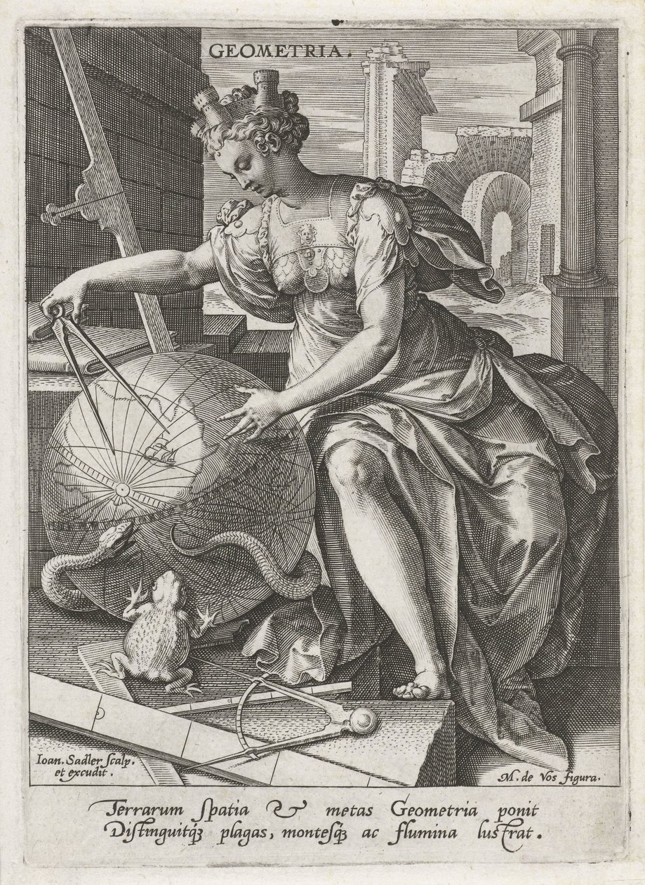 Geometri Geometri (tittel på objekt) De syv liberale kunstene (artes liberales) (serietittel) av Johann Sadeler (I)