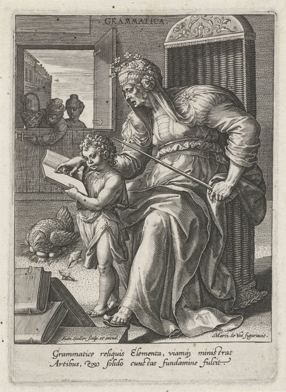 Grammatikk (tittel på objekt) De syv liberale kunstene (artes liberales) (serietittel) av Johann Sadeler (I)