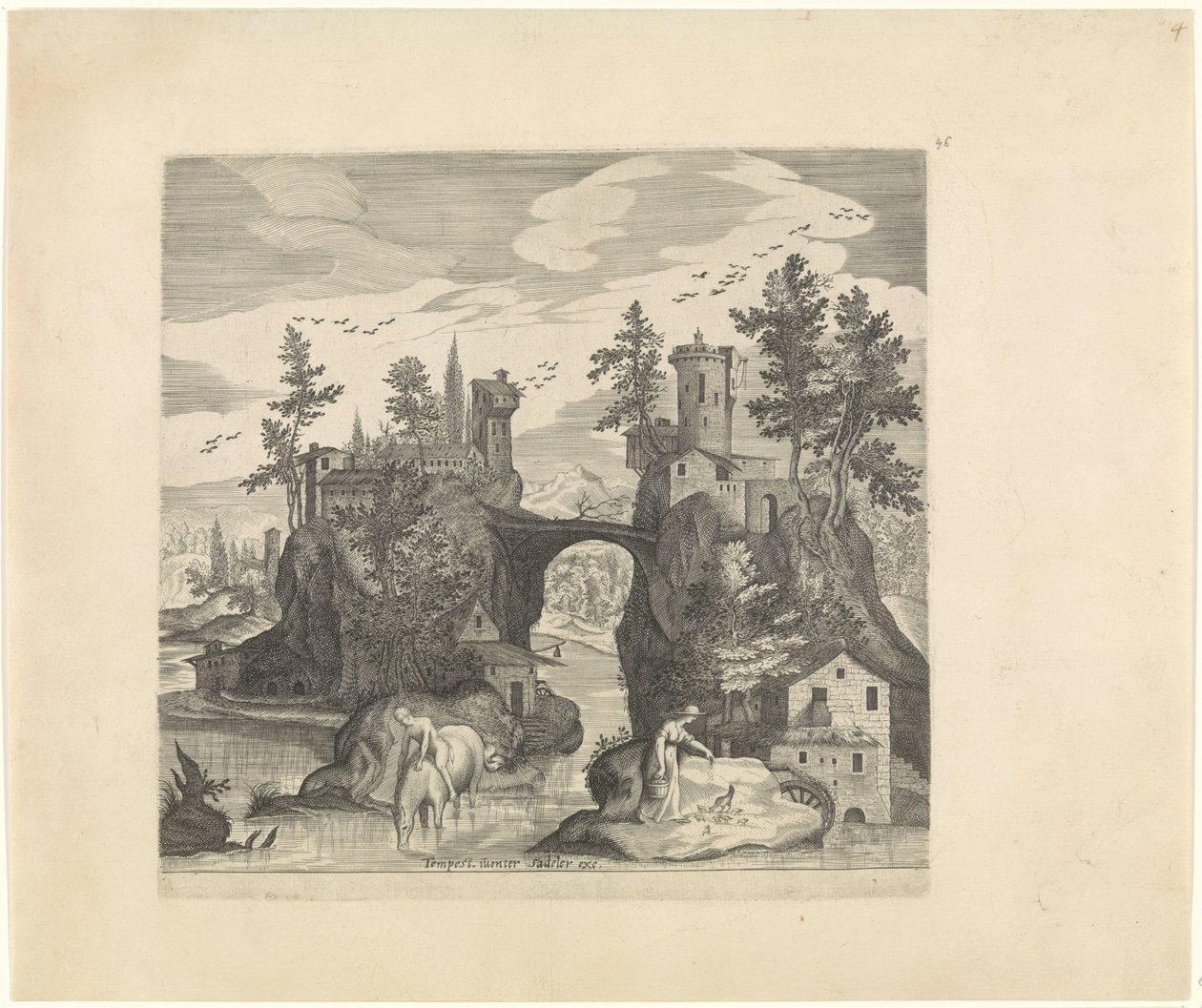 Landskap med to øyer Italienske landskap (serietittel) av Johann Sadeler (I)