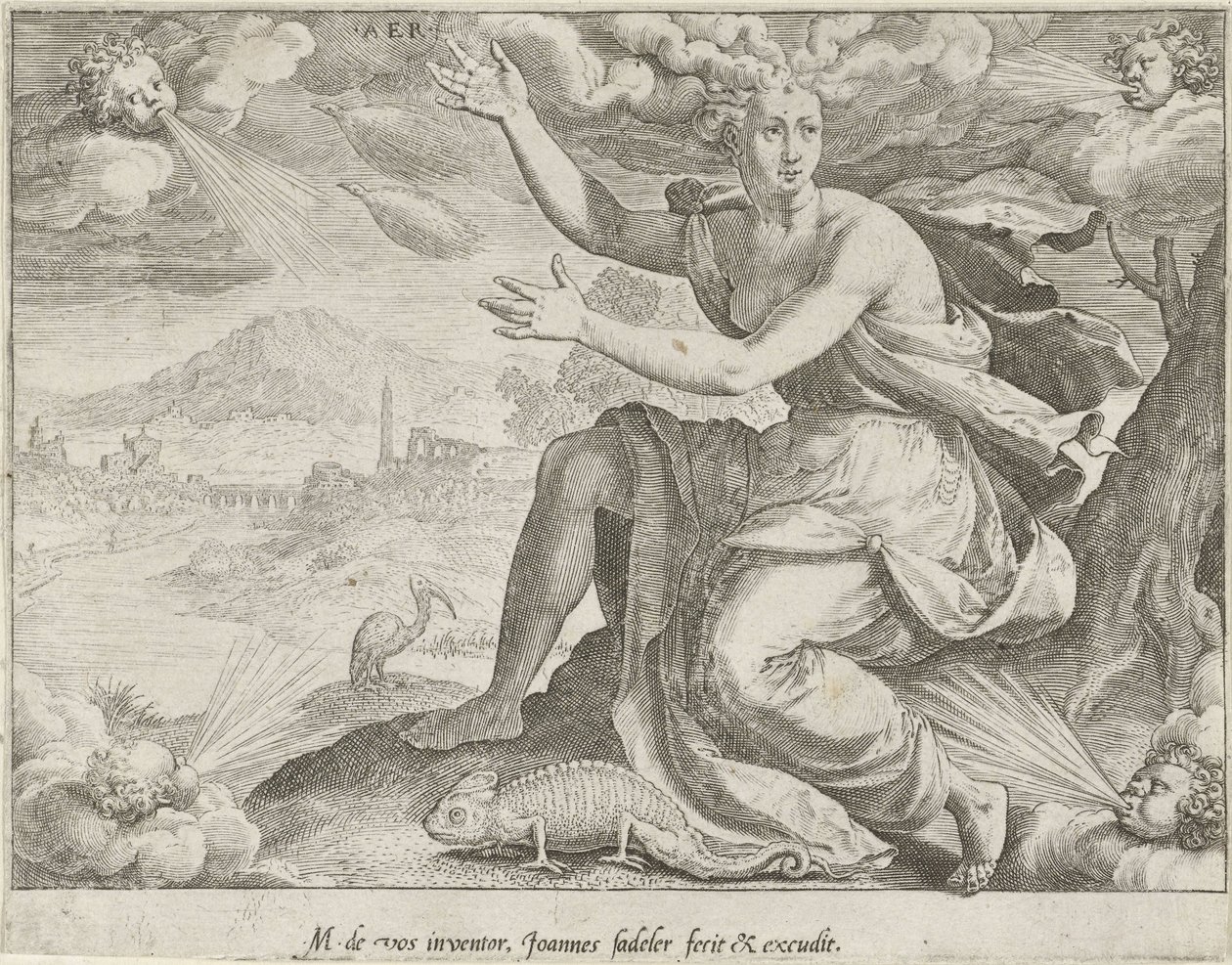 Himmel Aer (tittel på objekt) The Four Elements (serietittel) av Johann Sadeler (I)