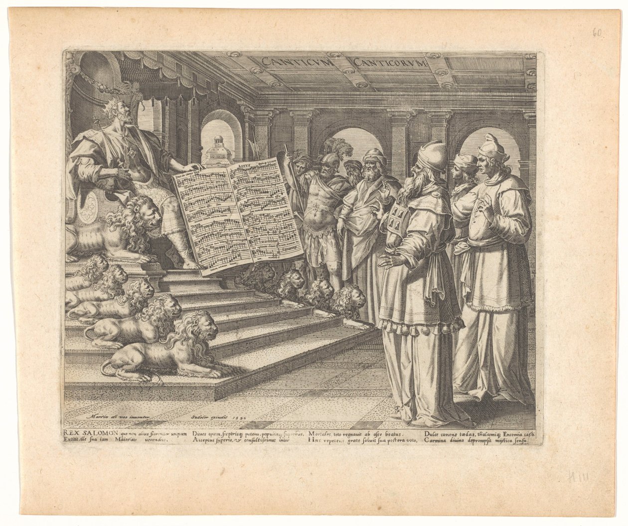 Motetttrykk og tittelside med Salomo som komponist av Høysangen Canticum Canticorum (tittel på objekt) Song of Solomon (serietittel) av Johann Sadeler (I)