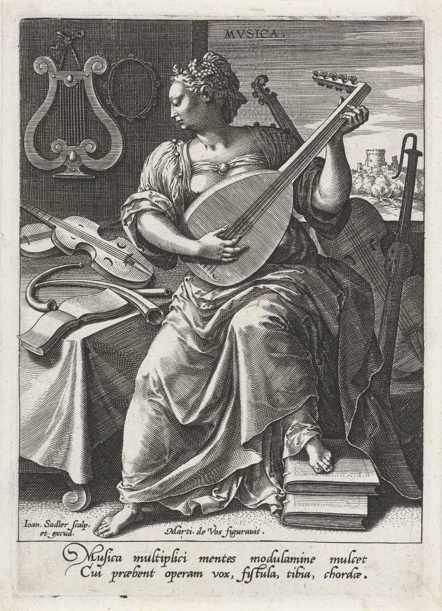 Musikk Musica (tittel på objekt) De syv liberale kunstene (artes liberales) (serietittel) av Johann Sadeler (I)