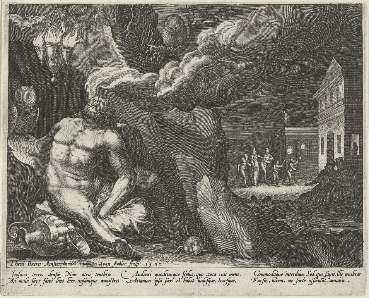 Natt Nox (tittel på objekt) De fire delene av dagen (serietittel) av Johann Sadeler (I)