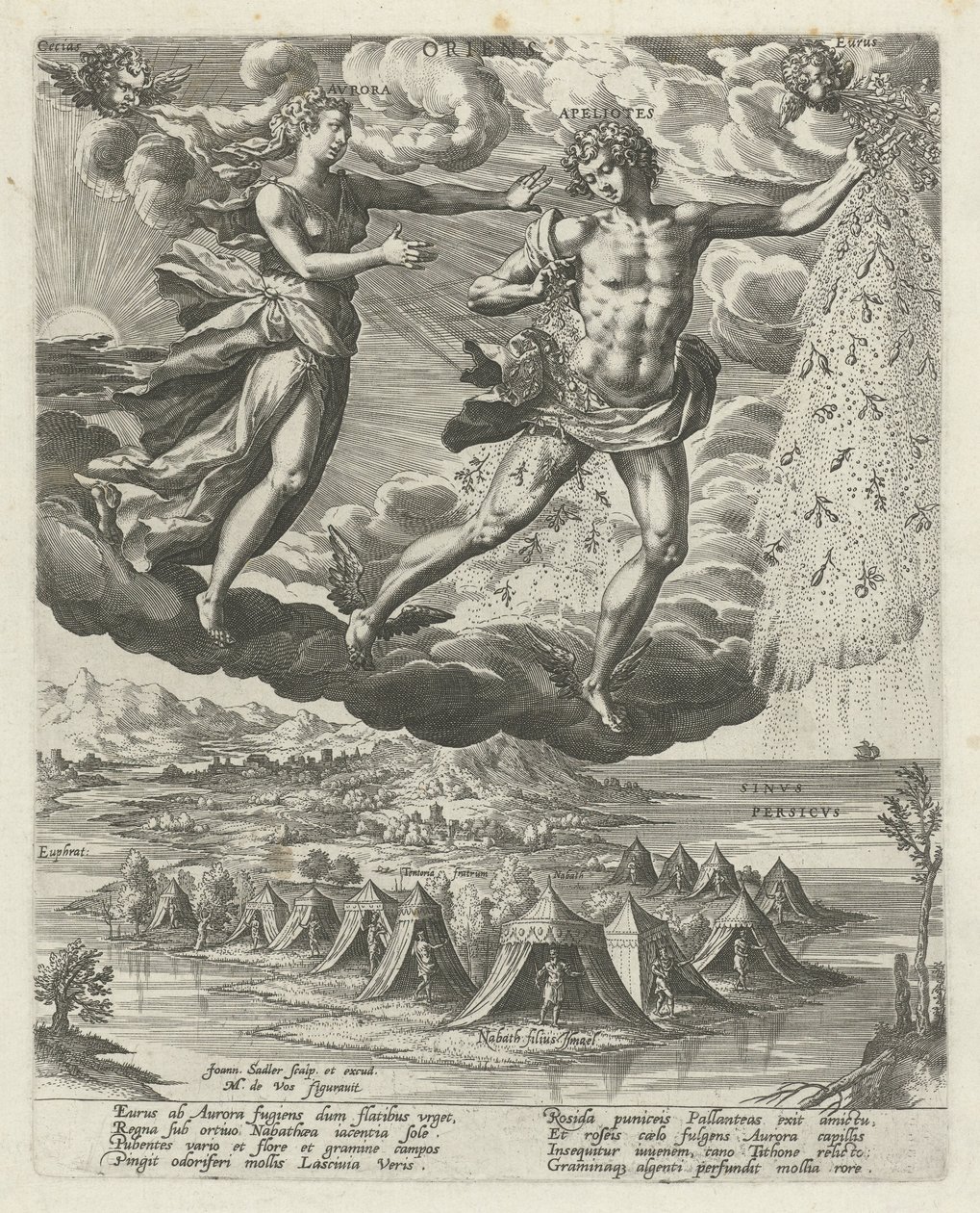 østavind Oriens (tittel på objekt) The Four Winds (serietittel) av Johann Sadeler (I)