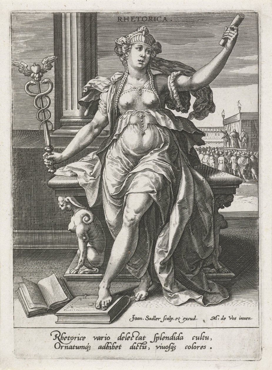 Retorisk Retorikk (tittel på objekt) De syv liberale kunstene (artes liberales) (serietittel) av Johann Sadeler (I)