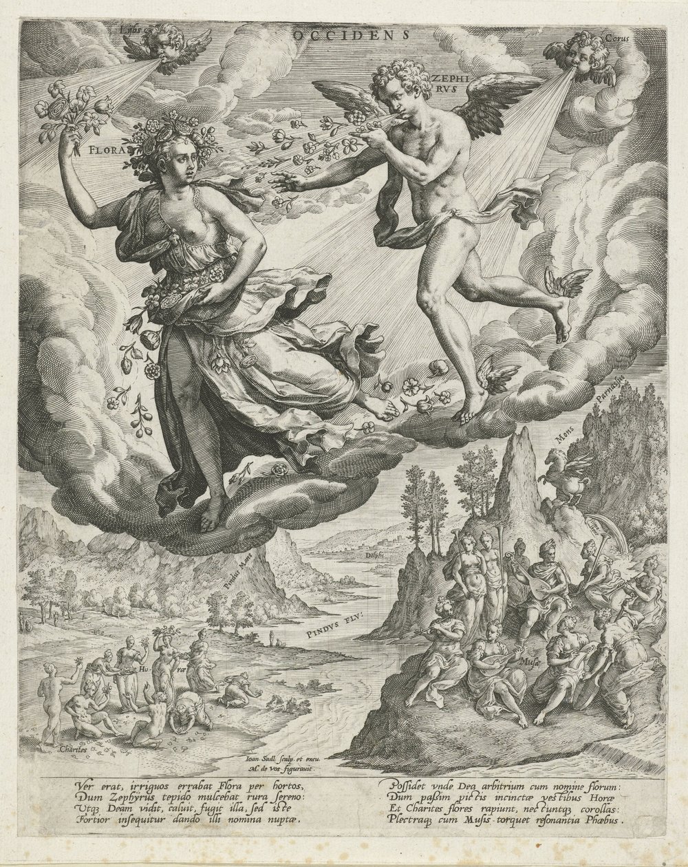 vestavind Occidens (tittel på objekt) The Four Winds (serietittel) av Johann Sadeler (I)