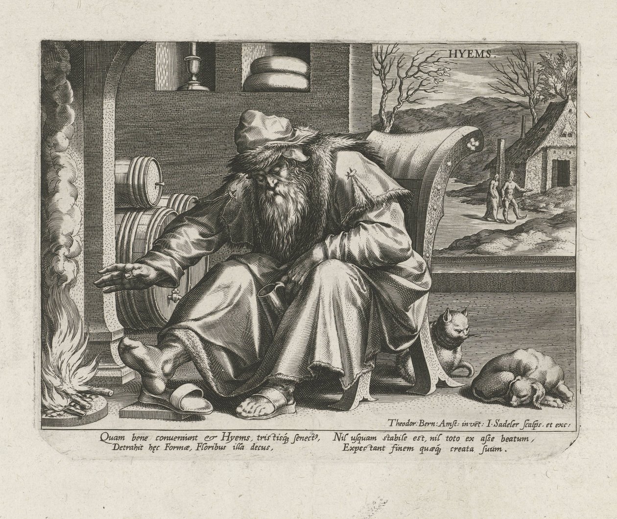 Vinter Hyems (tittel på objekt) The Four Seasons (serietittel) av Johann Sadeler (I)