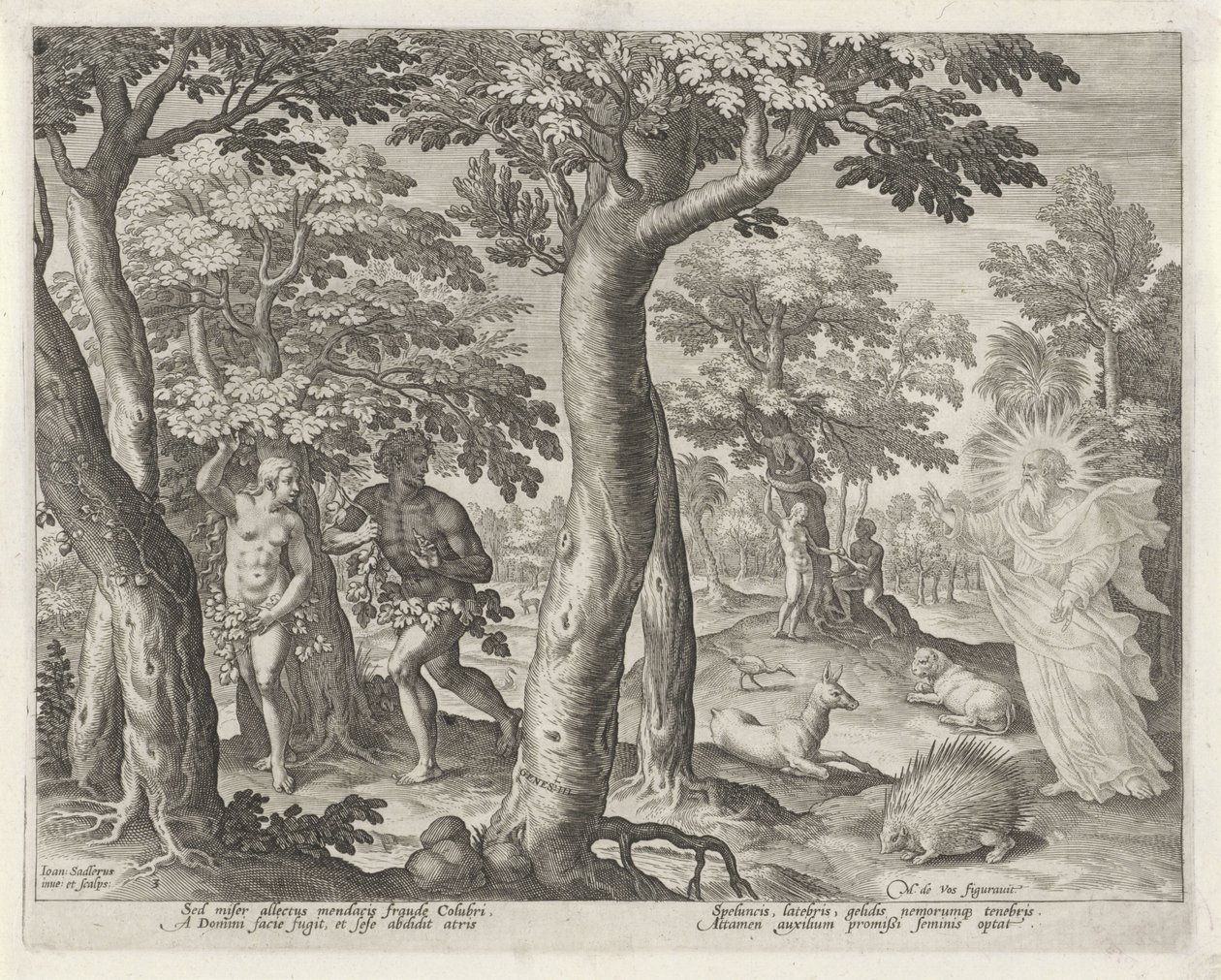 Menneskets fall Historien om Kains familie / Om gode og dårlige verk (serietittel) Boni et mali scientia (serietittel) av Johann Sadeler (I)