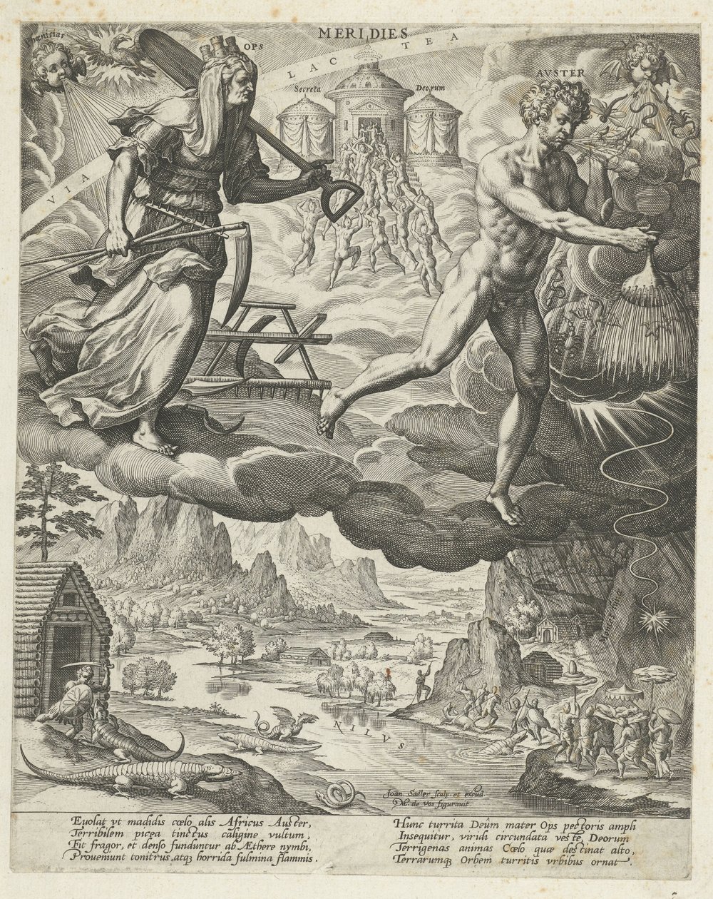 sørlig vind Meridies (tittel på objekt) The Four Winds (serietittel) av Johann Sadeler (I)