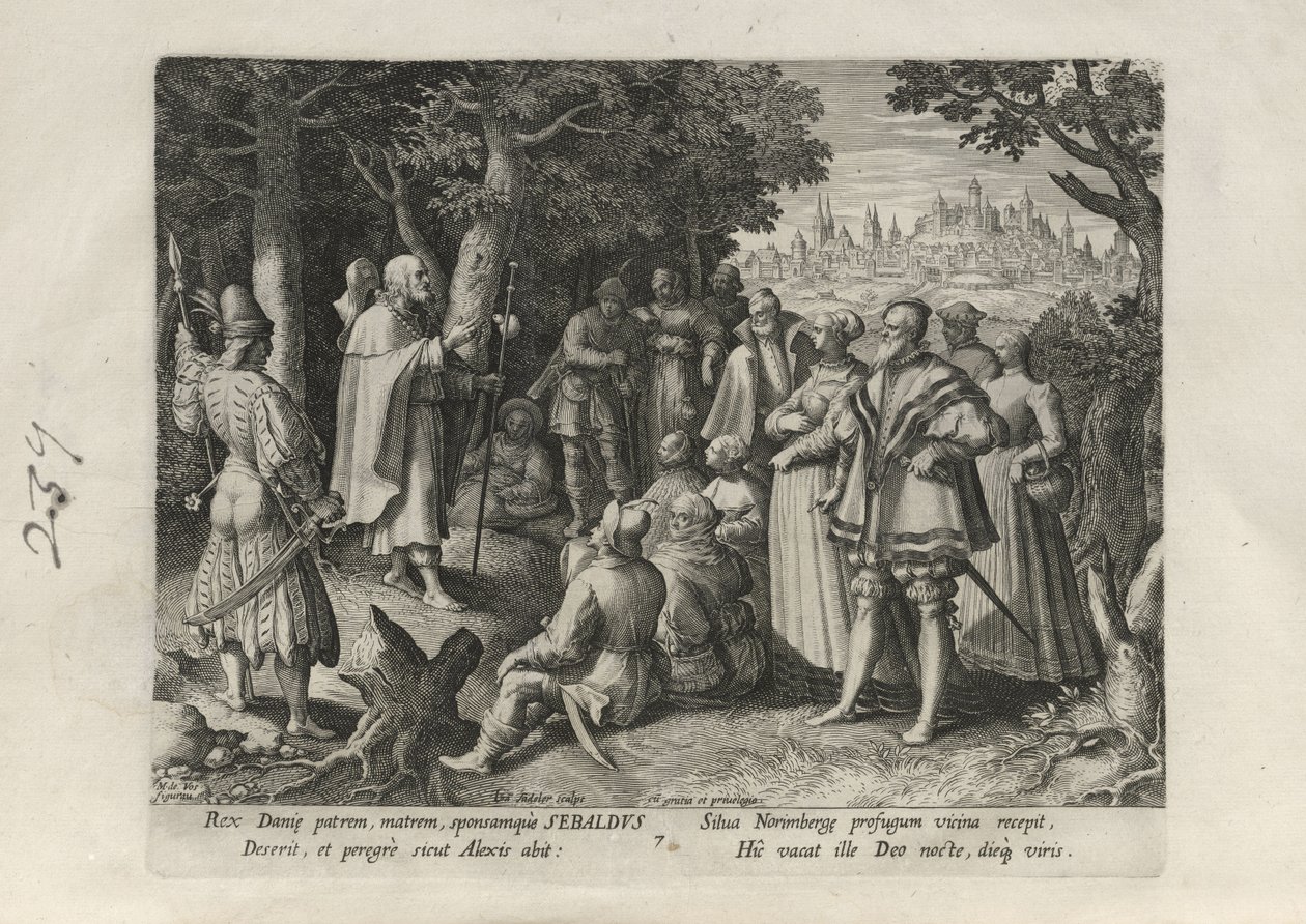 Sebaldus, plansje 7 av 25 fra serien Trophaeum Vitae Solitariae (mannlige eremitter) av Johann Sadeler I