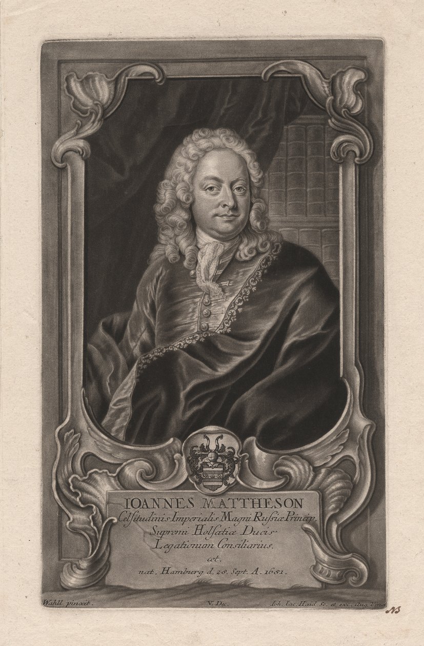 Johann Mattheson, gravert av Johann Jakob Haid (1704-67), ca. 1744 (mezzotint) av Johann Salomon Wahl