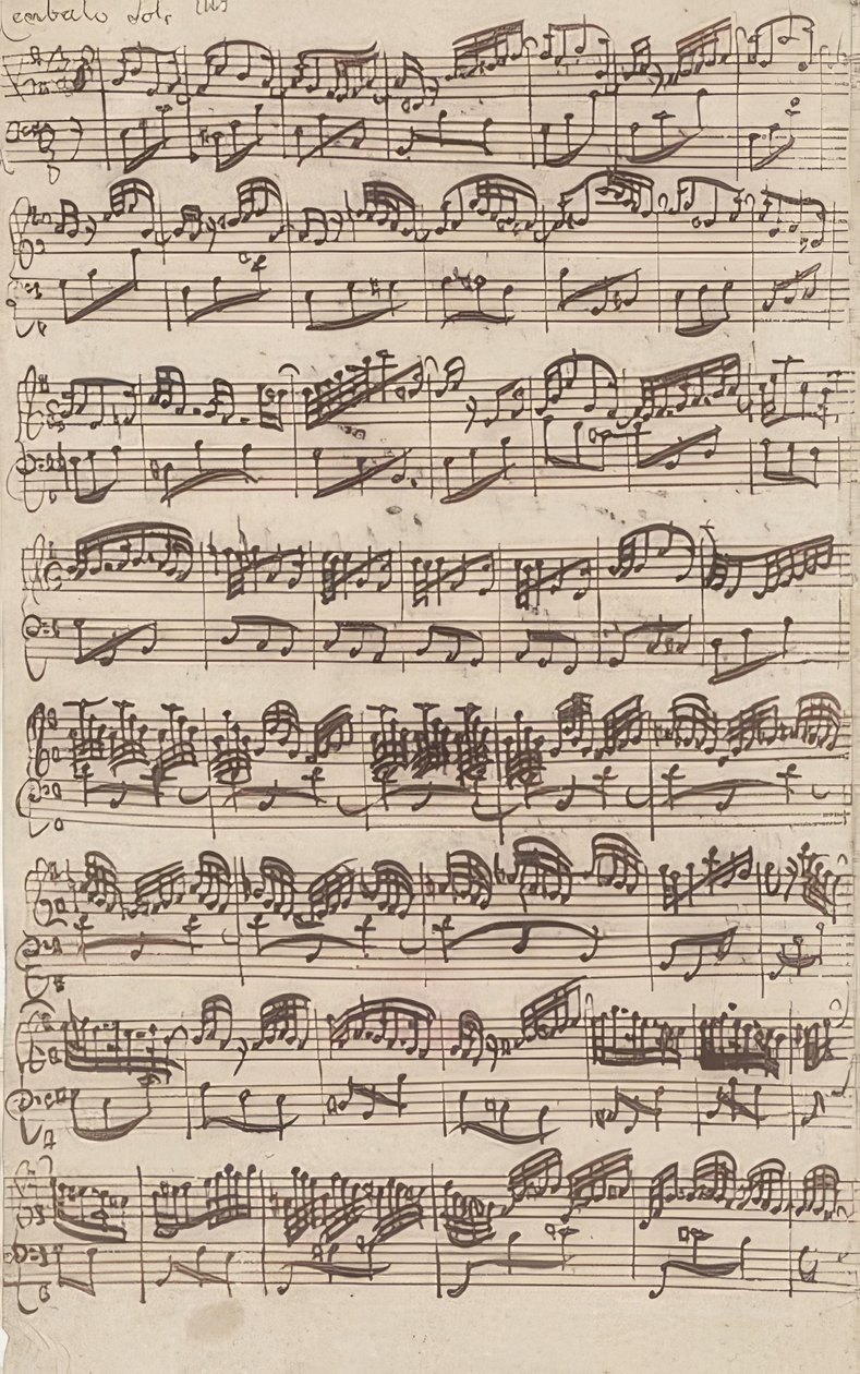 Allegro (cembalo-solo) fra første versjon av Sonate nr. 6 i G-dur for fiolin og cembalo obbligato. 1725 av Johann Sebastian Bach