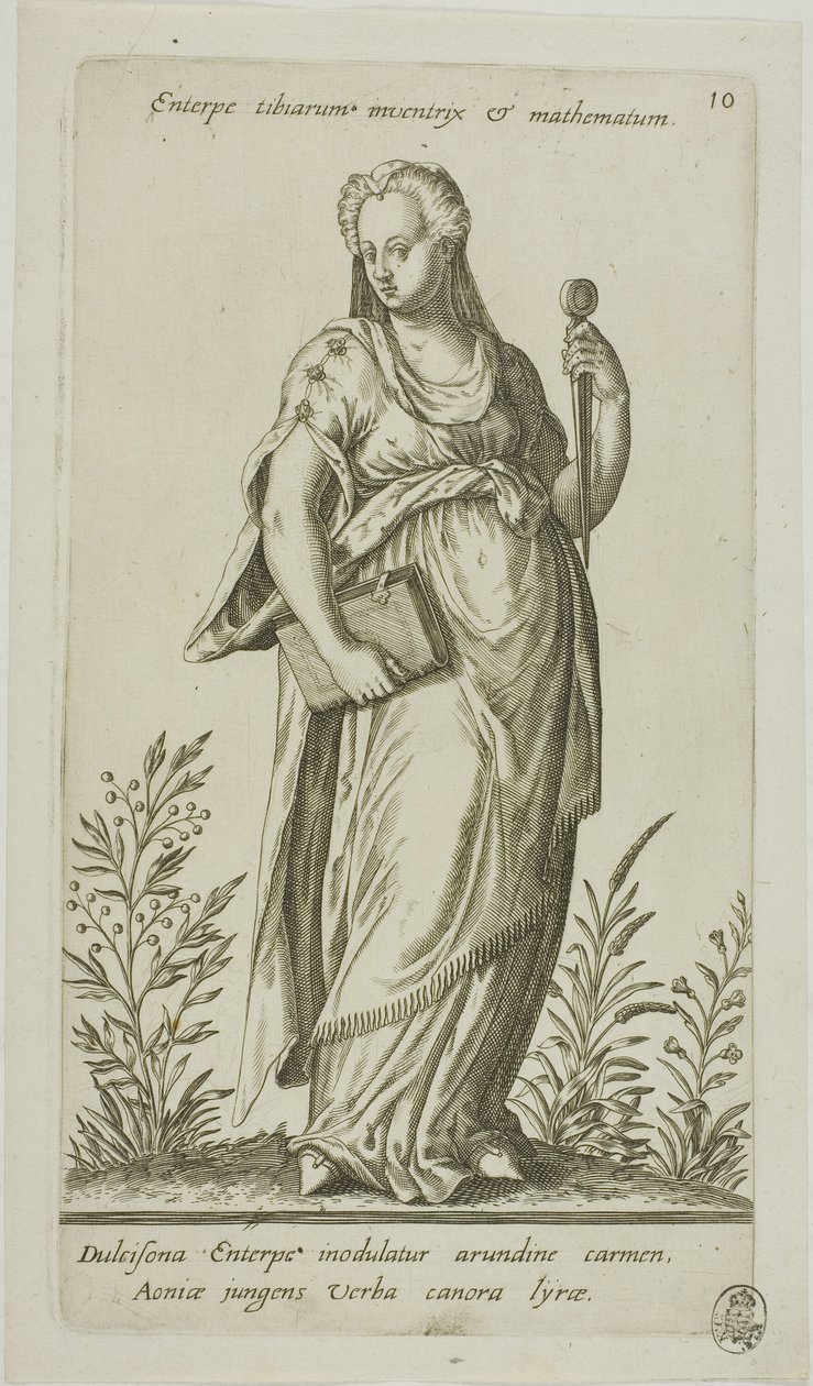 Euterpe, Muse of Music, plate 10 fra Parnassus Biceps av Johann Theodor de Bry