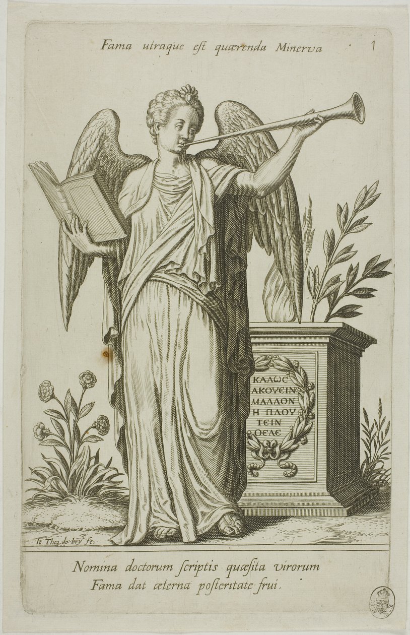 Fame, plate 1 fra Parnassus Biceps av Johann Theodor de Bry