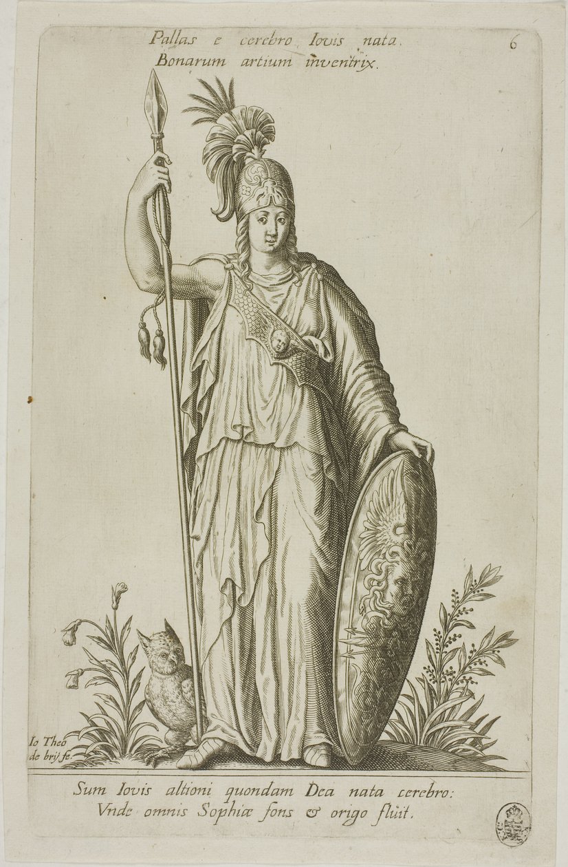 Pallas Athena, plate 6 fra Parnassus Biceps av Johann Theodor de Bry