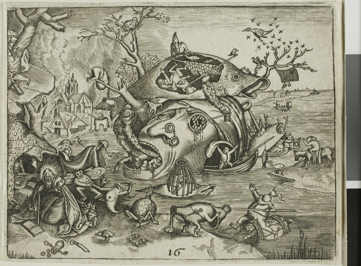 The Temptation of Saint Anthony, plate 16 fra Emblemata Secularia av Johann Theodor de Bry