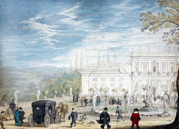 En utsikt over Villa Ludovisi (gouache på papir) av Johann Wilhelm Baur