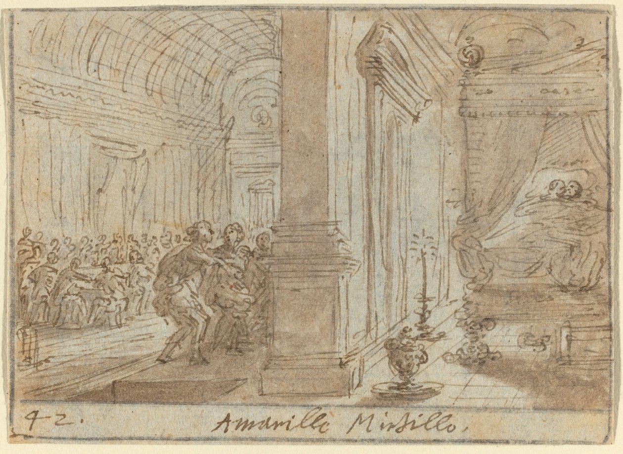 Amaryllis og blåbær av Johann Wilhelm Baur
