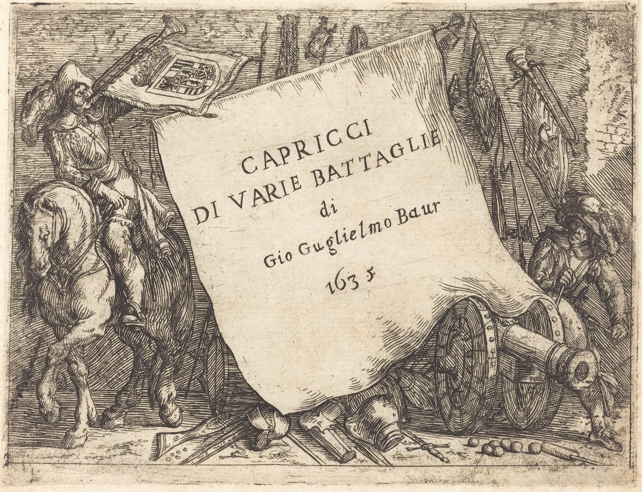 Caprices av forskjellige slag Tittelside, 1635. av Johann Wilhelm Baur
