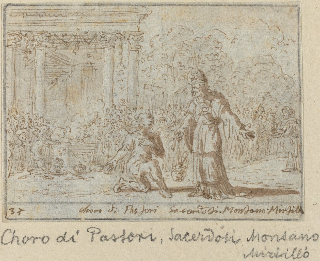 Kor av hyrder og prester: Montano, Mirtillo, 1640. av Johann Wilhelm Baur