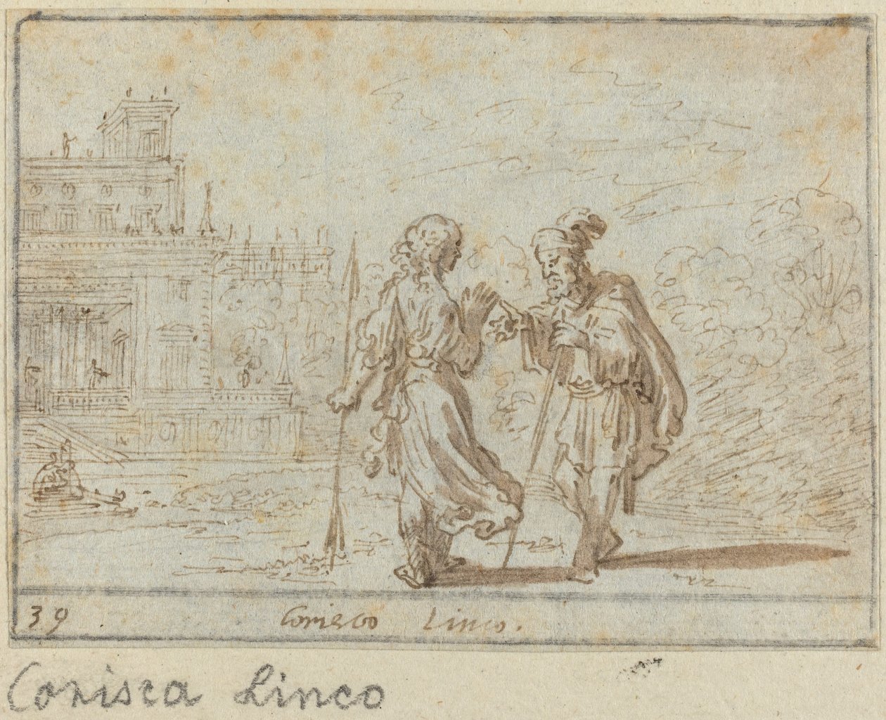 Corisca og Linco, 1640. av Johann Wilhelm Baur