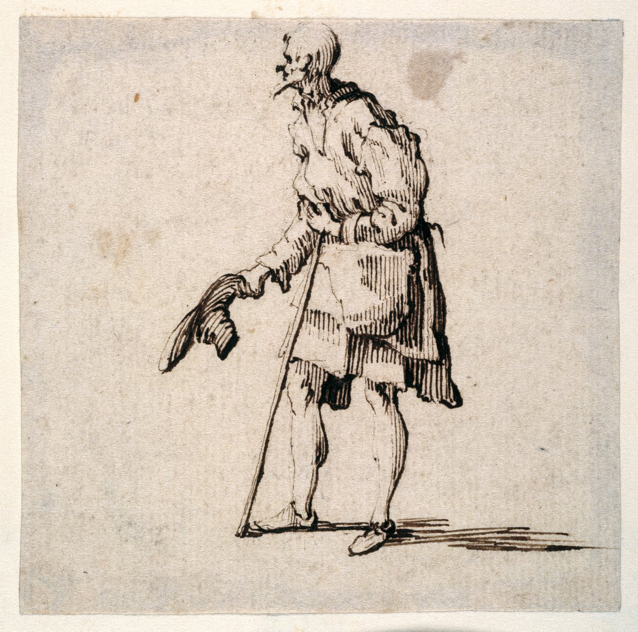 Country Man står og tar av seg capsen (penn og blekk på papir) av Johann Wilhelm Baur