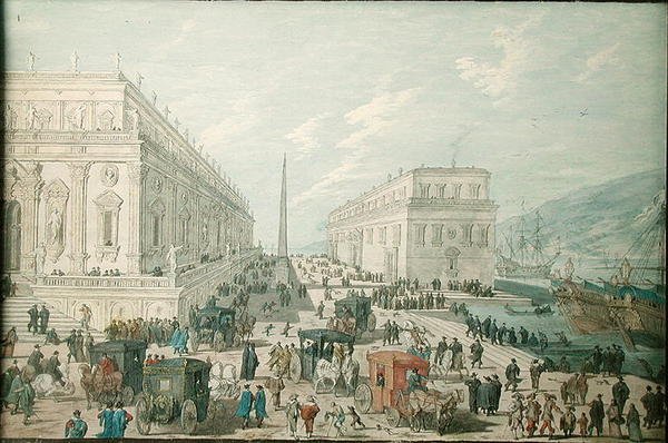 Utsikt over havnen i Messina av Johann Wilhelm Baur