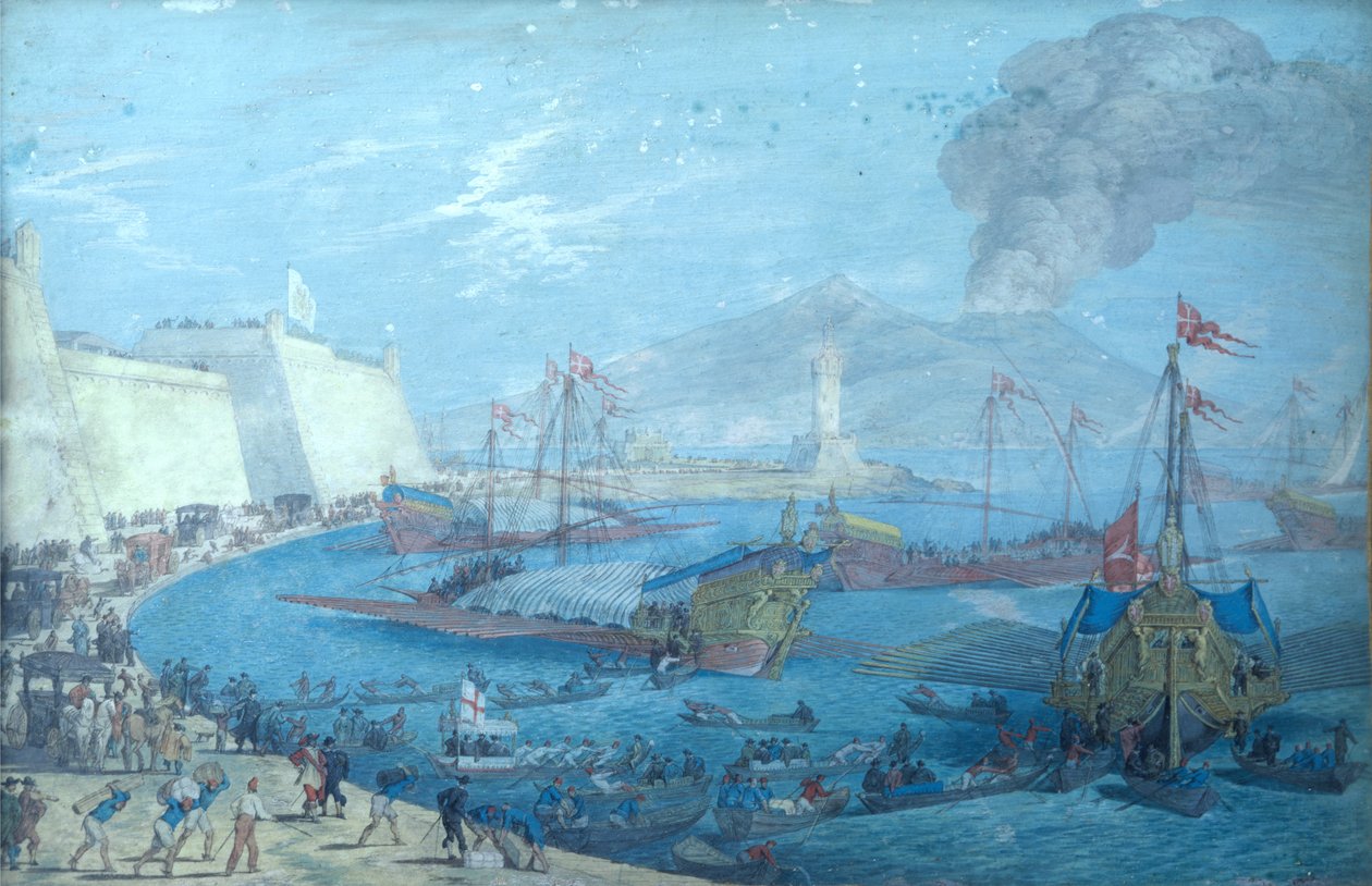 Utsikt over havnen i Napoli av Johann Wilhelm Baur