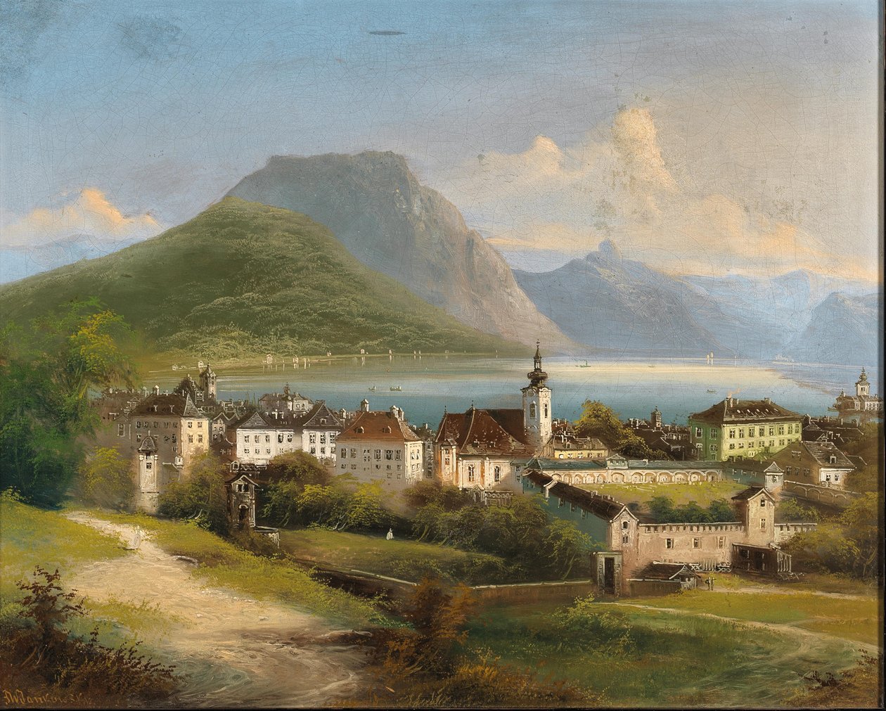 Johann Wilhelm Jankowski Utsikt over Gmunden av Johann Wilhelm Jankowski