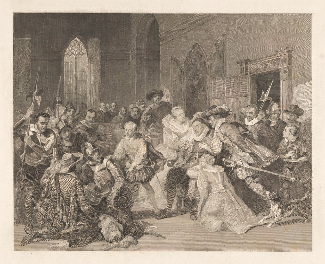 Jean de Jaureguis angrep på prins William I, 18. mars 1852 av Johann Wilhelm Kaiser (I)