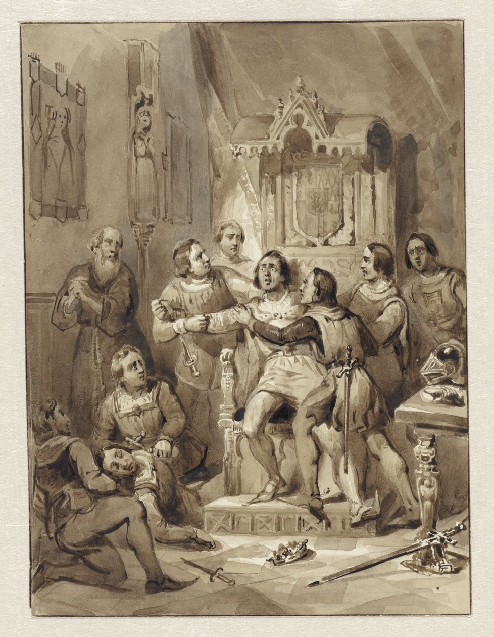 Grev William V blir gal og myrder Gerrit van Wateringen, 1357 av Johann Wilhelm Kaiser (I)
