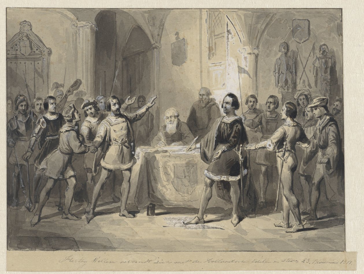 Hertug Willem forbinder med de nederlandske adelsmenn og byer av Johann Wilhelm Kaiser (I)