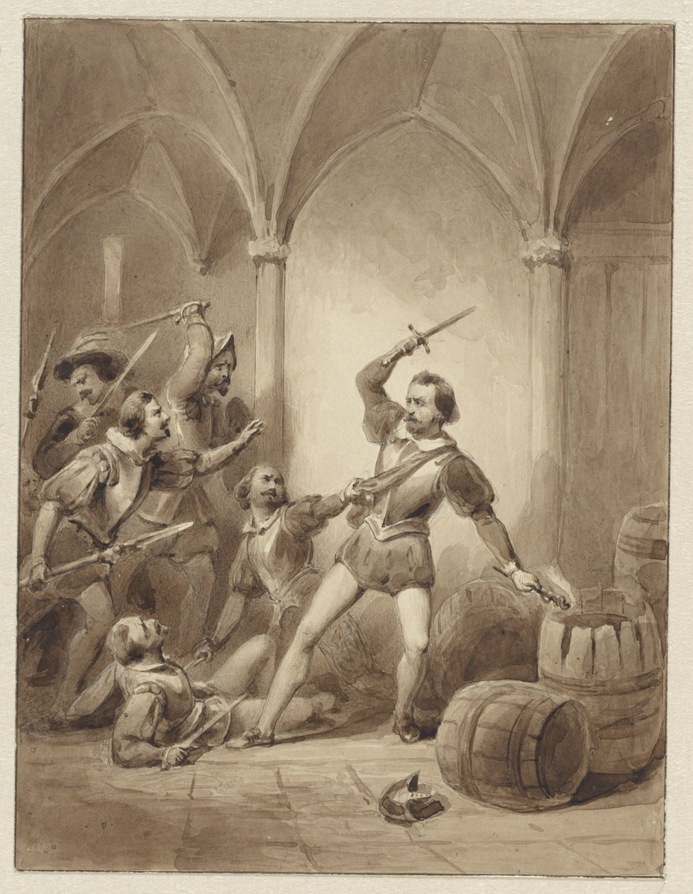 Herman de Ruyters fall ved Loevesteyn, 1570 av Johann Wilhelm Kaiser (I)