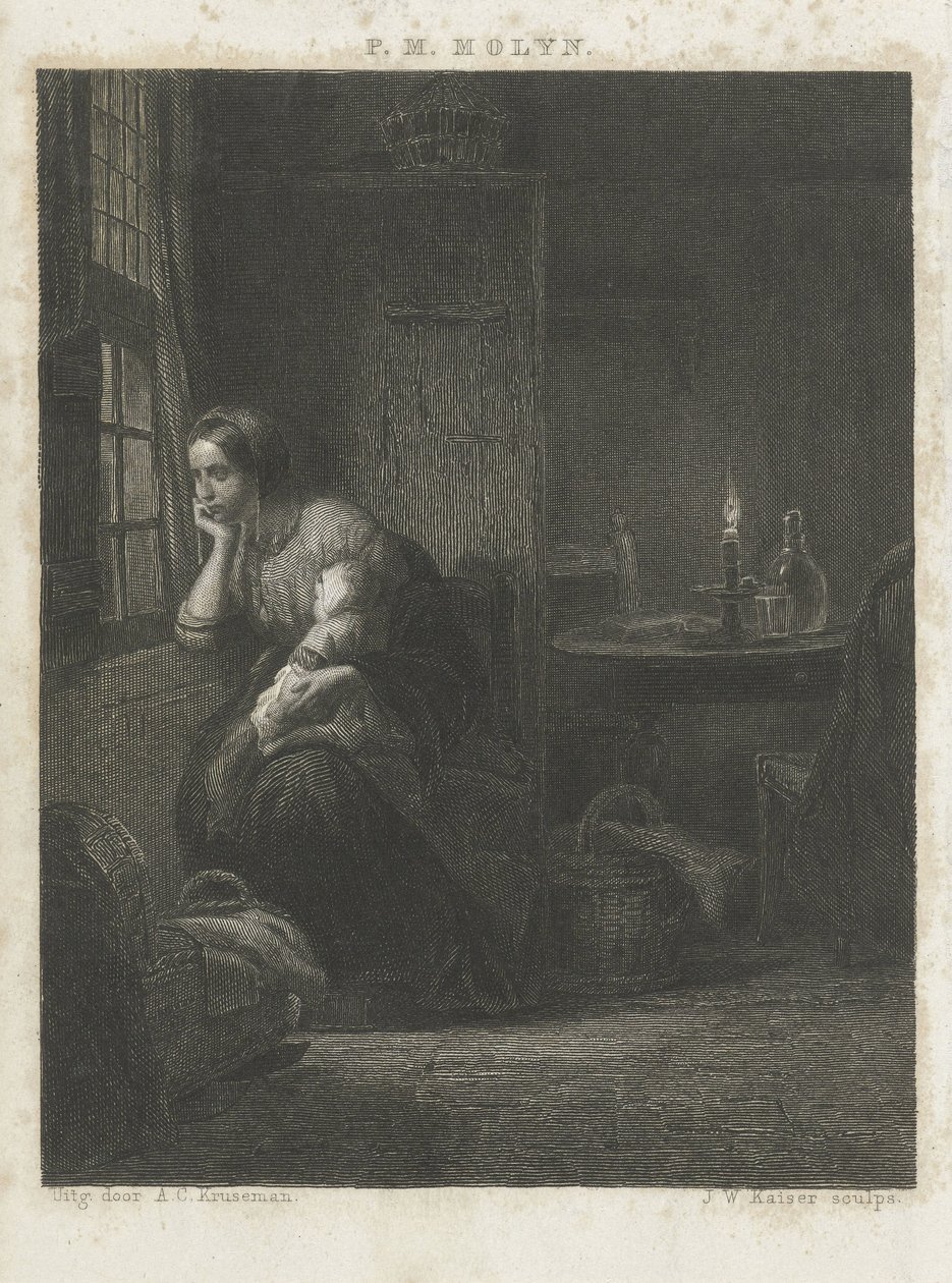 Kvinne med barn ved et vindu av Johann Wilhelm Kaiser (I)