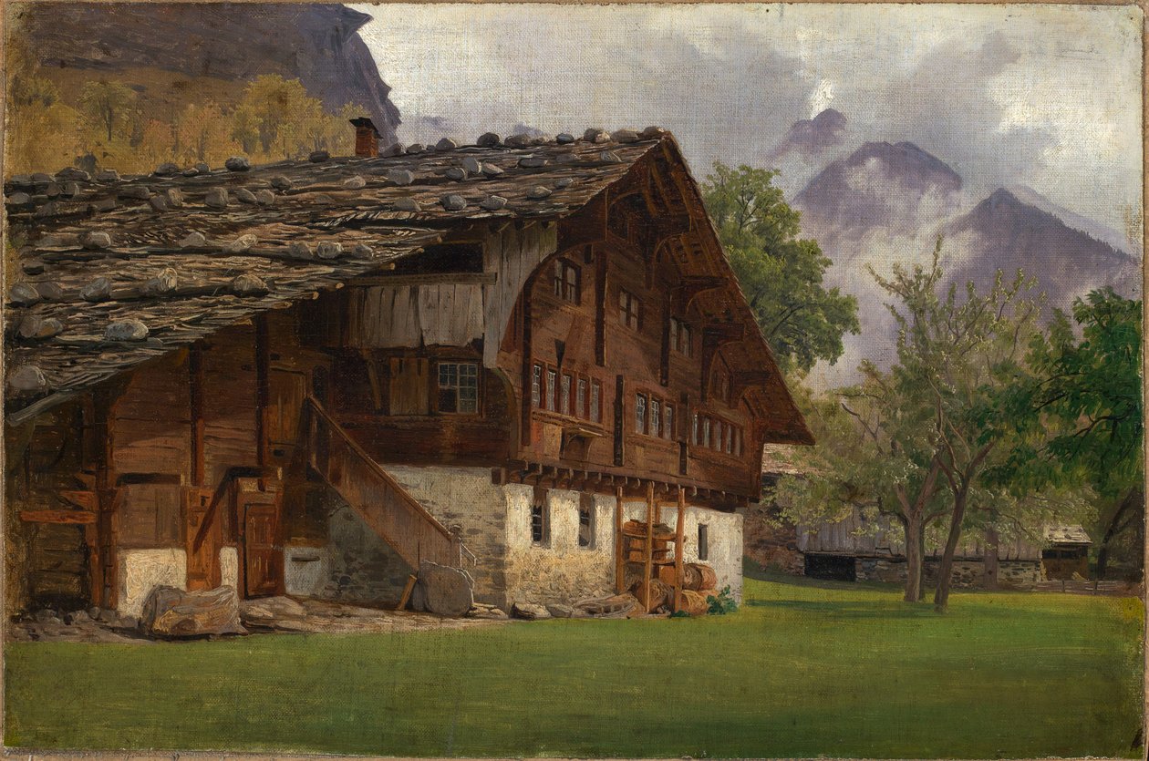 Gårdshus i Alpene av Johann Wilhelm Schirmer