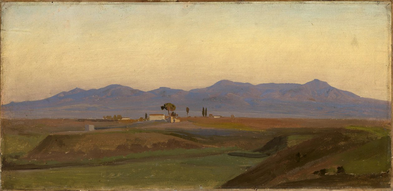 Utsikt fra den romerske Campagna mot Sabinerfjellene av Johann Wilhelm Schirmer