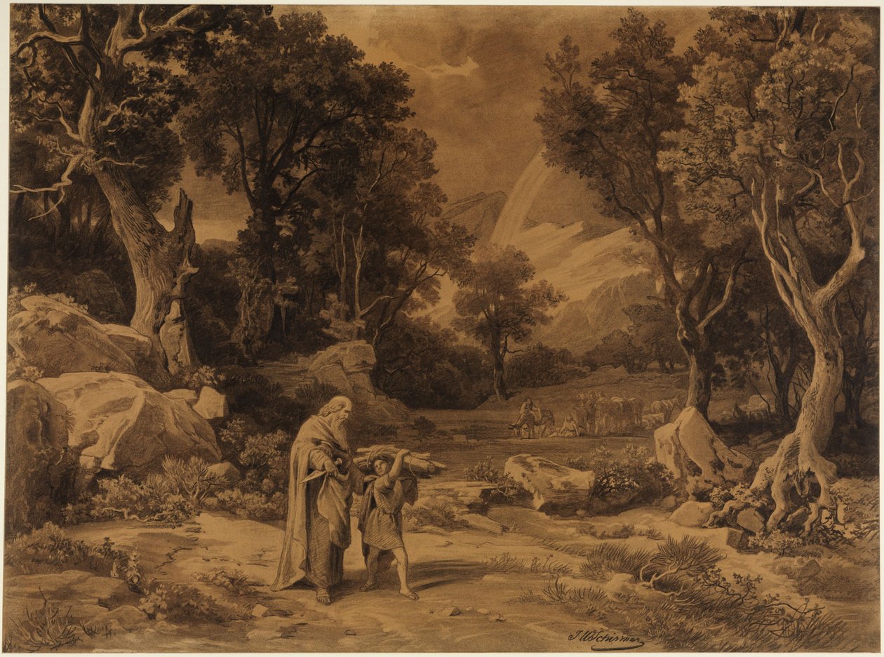 Vandringen til ofringen (1. Mosebok 22, 6) av Johann Wilhelm Schirmer
