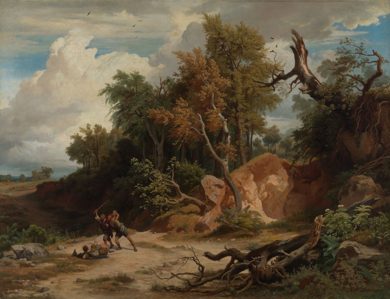 Middag, overfallet på vandreren av Johann Wilhelm Schirmer