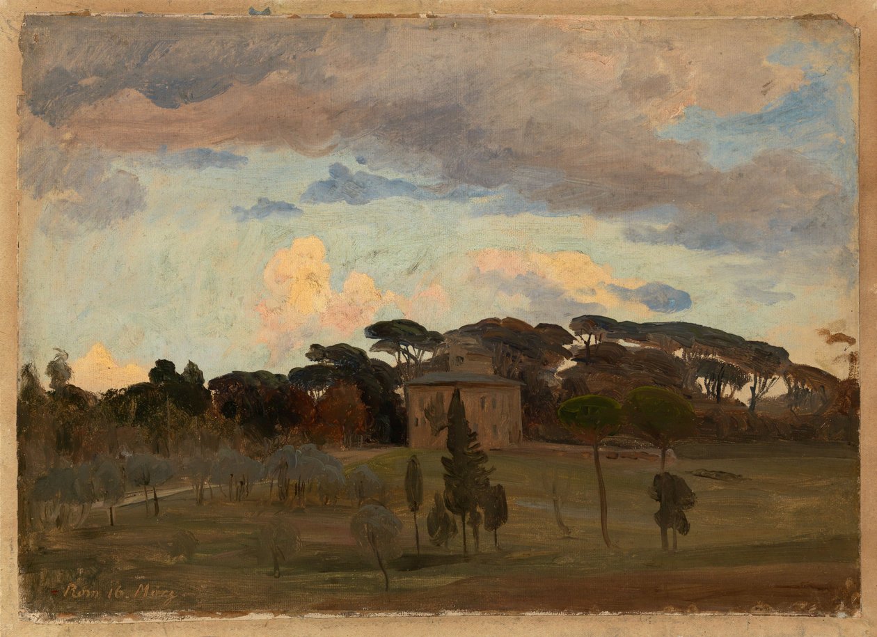 «Casina di Raffaello» i parken ved Villa Borghese av Johann Wilhelm Schirmer