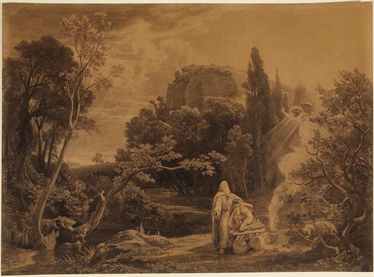 Isaks ofring (1. Mosebok 22, 11-12) av Johann Wilhelm Schirmer