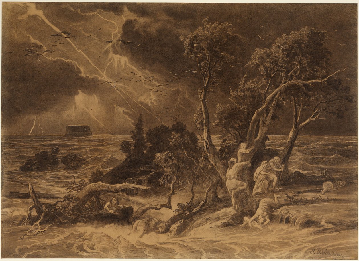 Syndfloden (1. Mosebok 7, 23) av Johann Wilhelm Schirmer