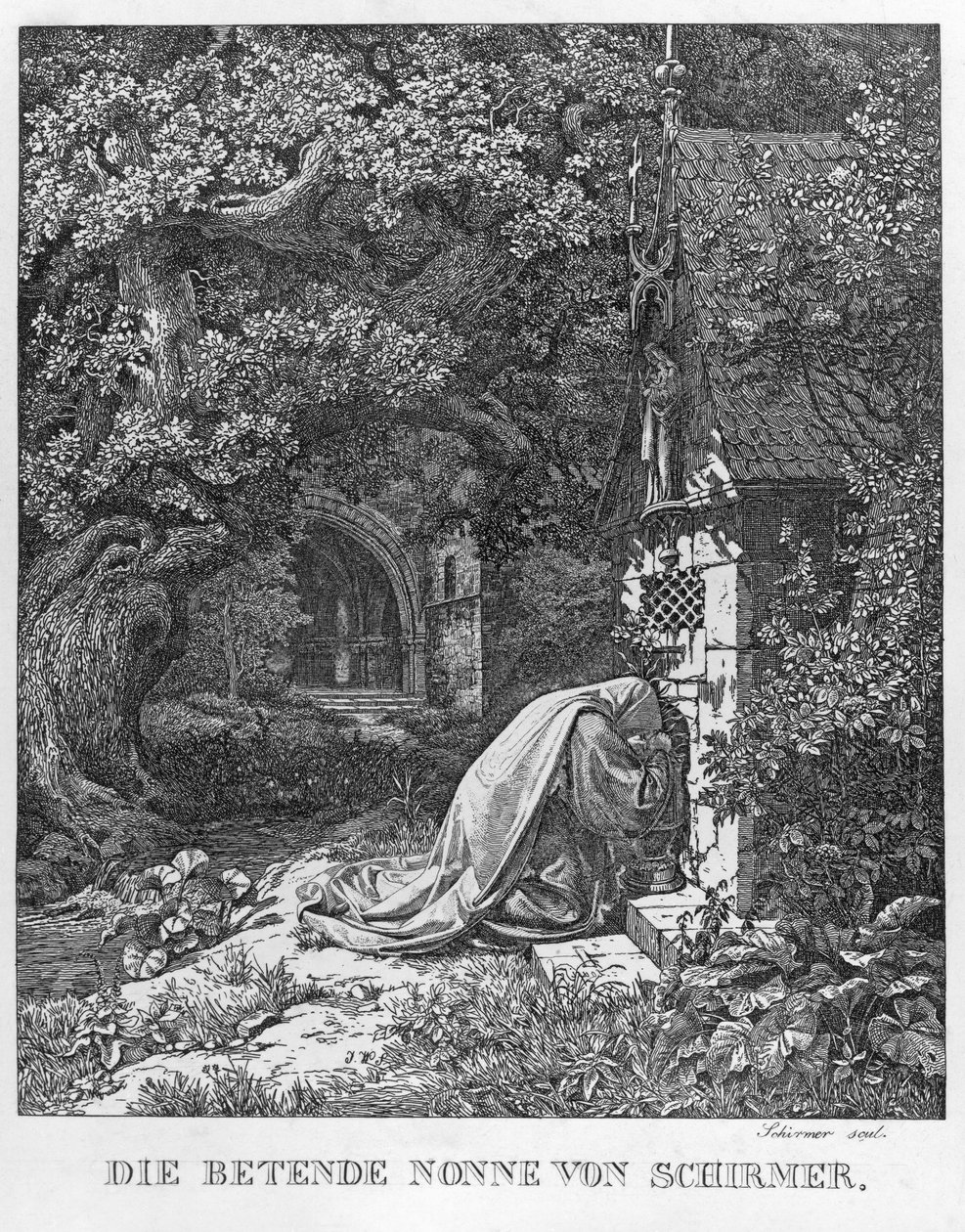 Den bedende nonnen av Johann Wilhelm Schirmer