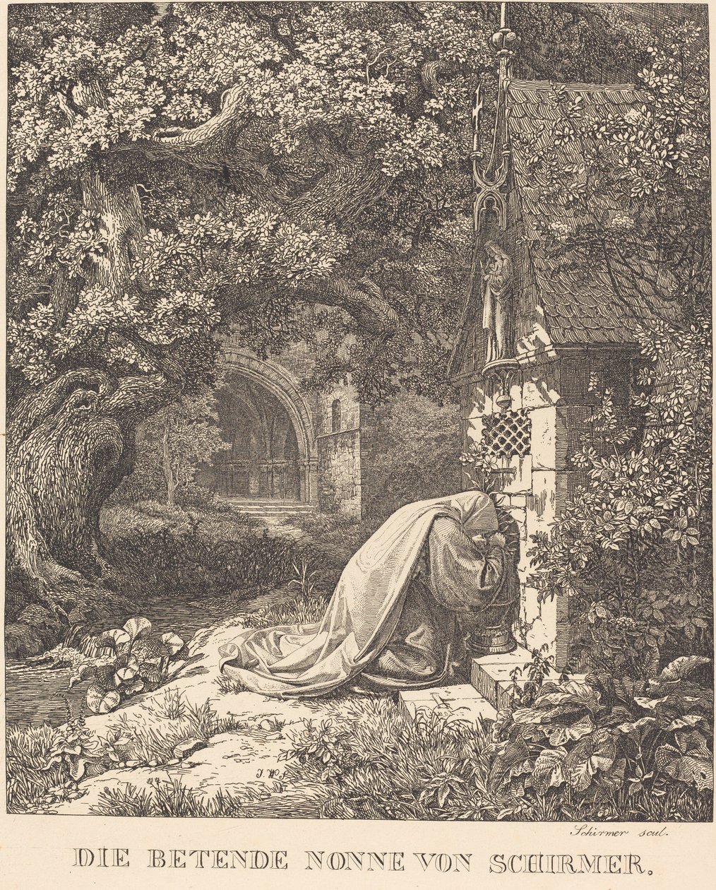 Den bedende nonne av Johann Wilhelm Schirmer