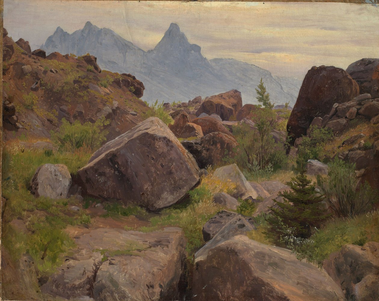Klippestudie nær Goldau av Johann Wilhelm Schirmer