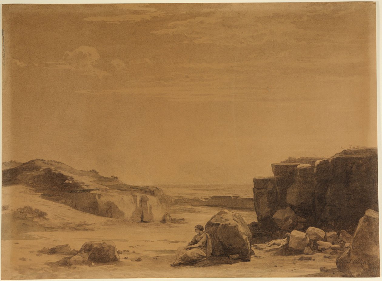 Hagar i ørkenen (1. Mosebok 21, 16) av Johann Wilhelm Schirmer