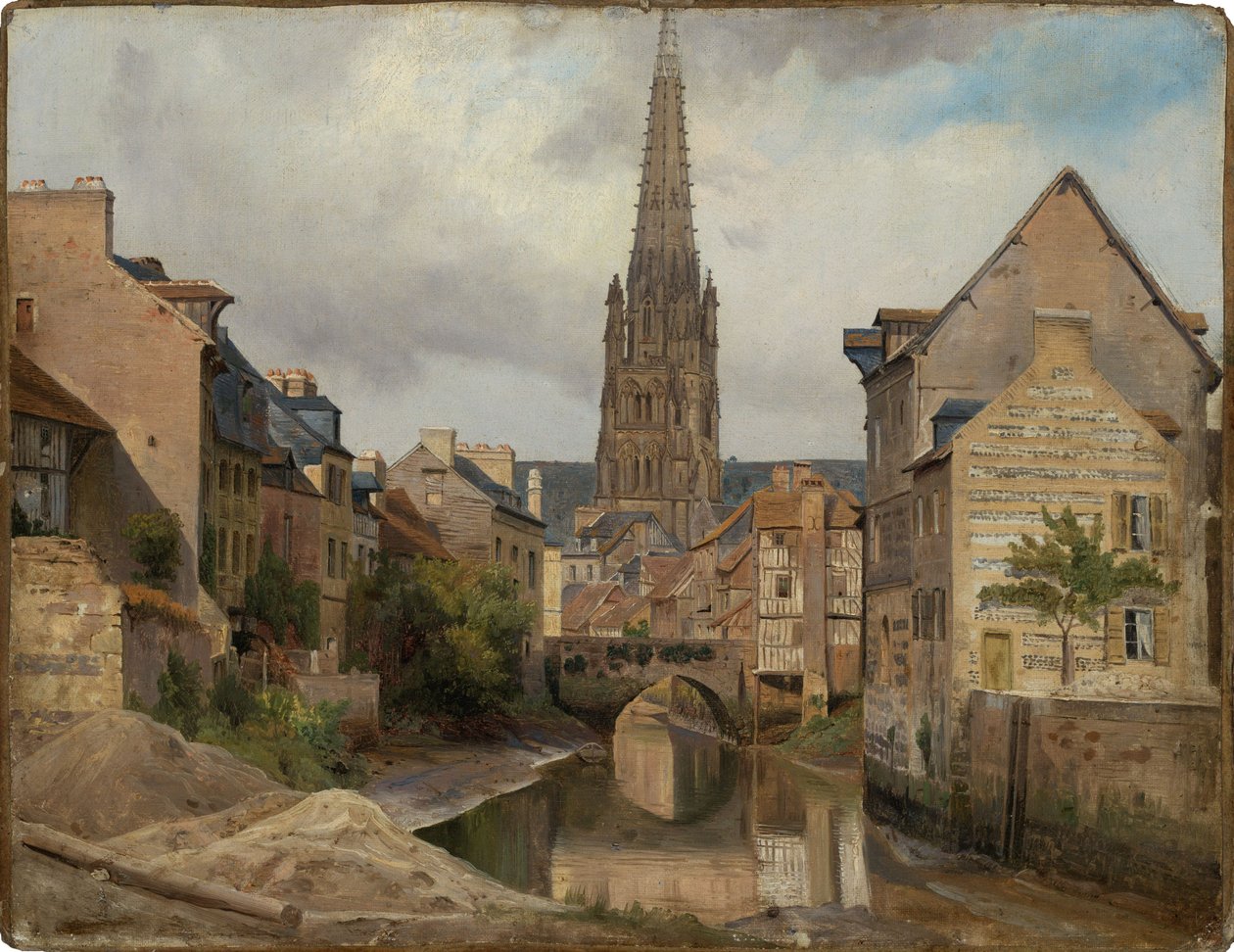 Harfleur nær Le Havre (utsikt mot Saint Martin) av Johann Wilhelm Schirmer
